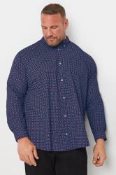 BadRhino Big & Tall Navy Blue Geometric Print Party Shirt | BadRhino 1