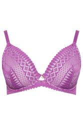 YOURS Plus Size Purple Lace Detail Non-Padded Bra | Yours Clothing  6