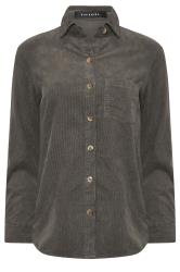 PixieGirl Petite Women's Grey Cotton Cord Long Sleeve Shirt | PixieGirl 5