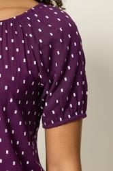 M&Co Berry Purple Dobby Short Sleeve Blouse | M&Co 5