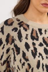 YOURS Plus Size Natural Brown Soft Touch Leopard Jumper | Yours Clothing 4