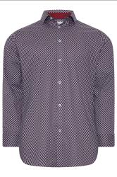BadRhino Tailoring Big & Tall Navy Blue & Red Geometric Print Formal Shirt