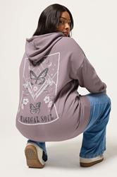 YOURS Plus Size Mauve Purple Celestial Hoodie | Yours Clothing 2