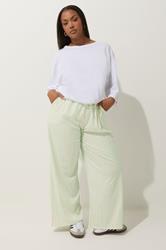 LIMITED COLLECTION Plus Size Mint Green & Pink Stripe Wide Leg Trousers | Yours Clothing 3