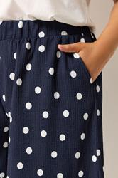 YOURS Plus Size Navy Blue Polka Dot Shorts | Yours Clothing 4