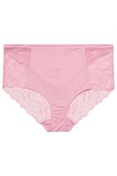 YOURS Curve Pink Microfibre Lace Full Briefs