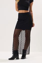 PixieGirl Petite Women's Black Polka Dot Mesh Maxi Skirt | PixieGirl 2