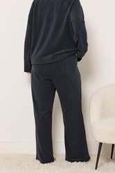 YOURS Plus Size Navy Blue Wide Leg Fleece Trousers | Yours Clothing 2