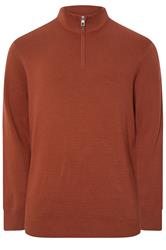 BadRhino Big & Tall Burnt Red Milano Quarter Zip Jumper