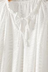 EVANS Plus Size White Burnout Print Tie Neck Blouse | Evans 9
