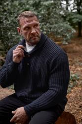 BadRhino Big & Tall Navy Blue Shawl Jumper | BadRhino 3
