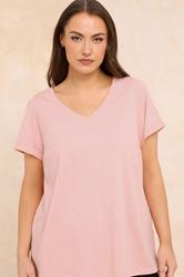 EVANS Plus Size Blush Pink Premium Cotton T-Shirt | Evans 3