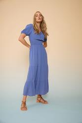 LTS Tall Blue Textured Balloon Sleeve Dress | Long Tall Sally 3