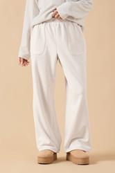 PixieGirl Petite Women's Ivory White Fleece Wide Leg Trousers | PixieGirl 2
