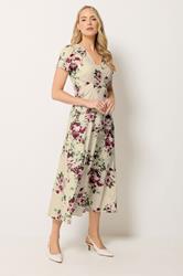 LTS Tall Women's Cream Floral Print Midi Dress | Long Tall Sally 3