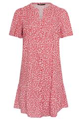 YOURS Curve Red Ditsy Floral Smock Dress