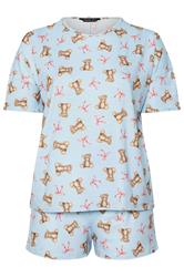 LIMITED COLLECTION Curve Set Blue Teddy Bear Bow Short Pyjama