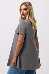 YOURS Plus Size Grey Ribbed Soft Touch T-Shirt | Yours Clothing 2