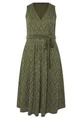 EVANS Curve Khaki Green Broderie Wrap Midi Dress