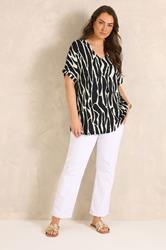 EVANS Plus Size Black Zebra Print V-Neck Top | Evans 2