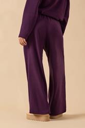 PixieGirl Petite Women's Burgundy Red Fleece Wide Leg Trousers | PixieGirl 2