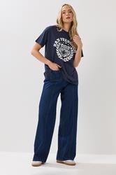 LTS Tall Navy Blue Cotton 'San Francisco' Slogan T-Shirt | Long Tall Sally 1