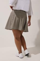 LIMITED COLLECTION Plus Size Brown Dogtooth Check Skirt | Yours Clothing 2