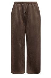YOURS Curve Chocolate Brown Faux Suede Wide Leg Trousers