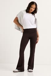 PixieGirl Petite Women's Chocolate Brown Fold Over Flared Leggings | PixieGirl 3