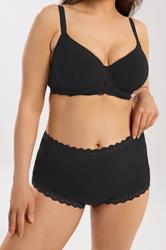 YOURS Plus Size Black Lace Trim High Waisted Shorts | Yours Clothing 3