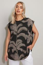 YOURS Plus Size Black Palm Print Boxy T-Shirt | Yours Clothing 3