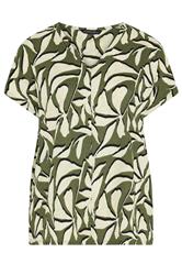 EVANS Plus Size Khaki Leaf Print Top | Evans 5
