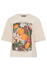 LIMITED COLLECTION Curve Natural Brown Floral Beaded T-Shirt