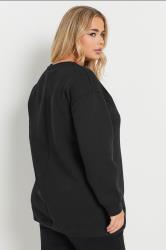YOURS Plus Size Black 'Let It Snow' Reindeer Print Sweatshirt | Yours Clothing  2