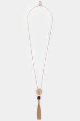 Gold Tone Long Tassel Necklace | Yours Clothing 3