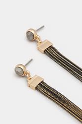 Black Long Stone Tassel Earrings | Yours Clothing 2