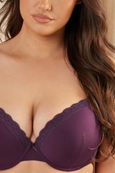 YOURSET 3 PACK Plus Size Purple & Pink Lace Trim Padded T-Shirt Bras | Yours Clothing 8