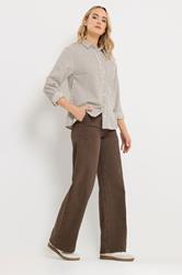 LTS Tall Women's Chocolate Brown & White Stripe Cotton Shirt | Long Tall Sally 2