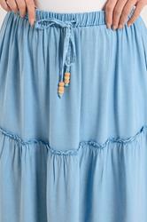 YOURS Plus Size Blue Chambray Tiered Maxi Skirt | Yours Clothing 4