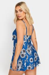 YOURS Plus Size Blue Floral Print Tummy Control Swim Dress | Yours Clothing 5