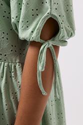 YOURS Plus Size Green Broderie Anglaise Tie Front Peplum Top | Yours Clothing 2