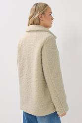 LTS Tall Ivory White Borg Button Through Jacket | Long Tall Sally 4