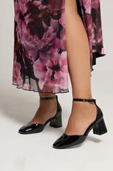 Black Patent Block Mary Jane Heels In Extra Wide EEE Fit | Yours Clothing 3