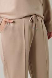 EVANS Plus Size Natural Brown Luxe Wide Leg Joggers | Evans 4