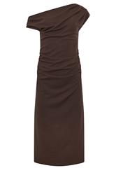 STAR Chocolate Brown Draped Midi Dress