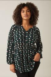 EVANS Plus Size Green Geometric Print Blouse | Evans 3
