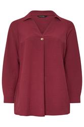 EVANS Curve Red Button Detail Pleat Front Blouse