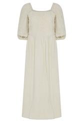 M&Co Petite Neutral Short Sleeve Embroidered Trim Maxi Dress | M&Co 2