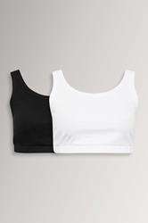 YOURSET 2 PACK Plus Size Black & White Ribbed Crop Tops | Yours Clothing  3