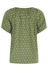 M&Co Petite Khaki Green Dobby Button Up Cotton Blouse | M&Co 6